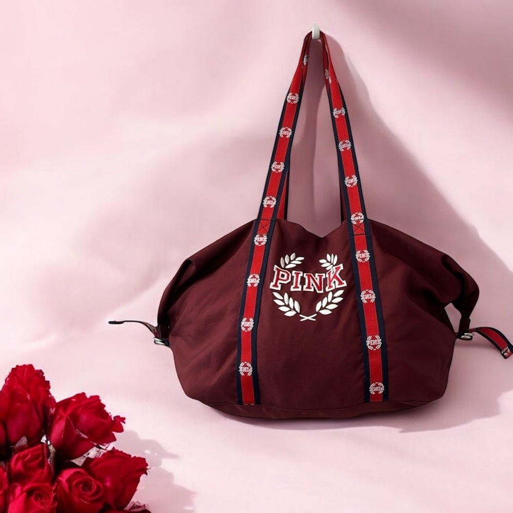 PINK Maroon Logo Duffel Bag